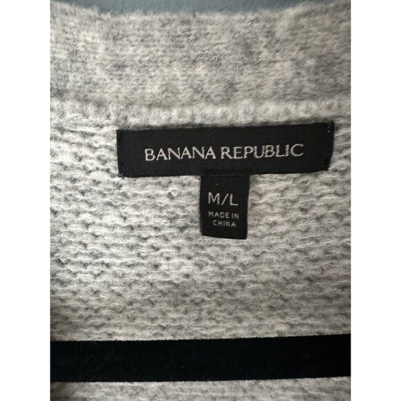 Size M/L BANANA REPUBLIC Grey Birdseye Sweater Poncho Cardigan Merino Wool Blend - Picture 3 of 5